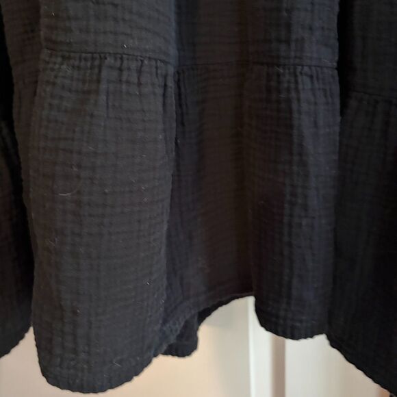 Universal Thread Black Cotton Gauze Long Sleeve midi tiered dress pockets 1X - Picture 10 of 15